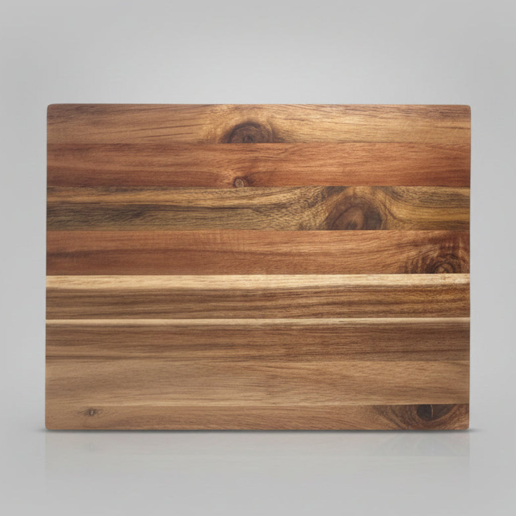 Wooden cutting board with a striped pattern 