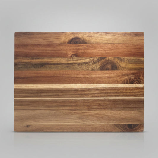 Wooden cutting board with a striped pattern 