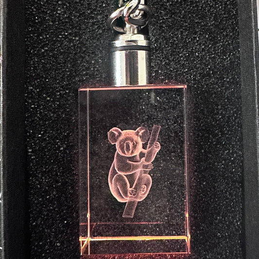 Keychain with koala design in a black box